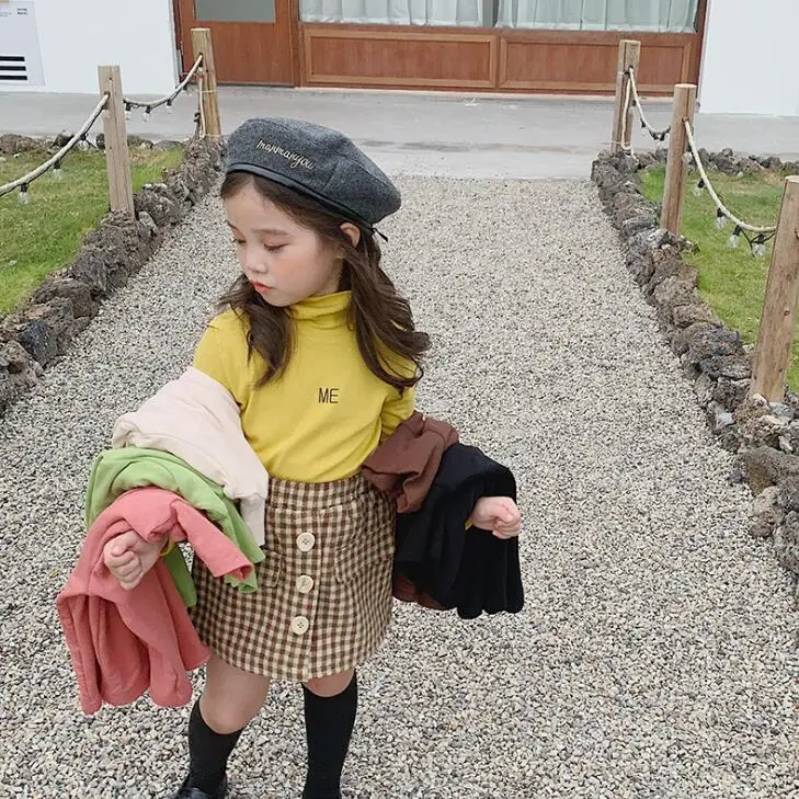 new girls boys thicken t-shirt autumn winter full sleeve cotton fashion kids top 2-7t HH425