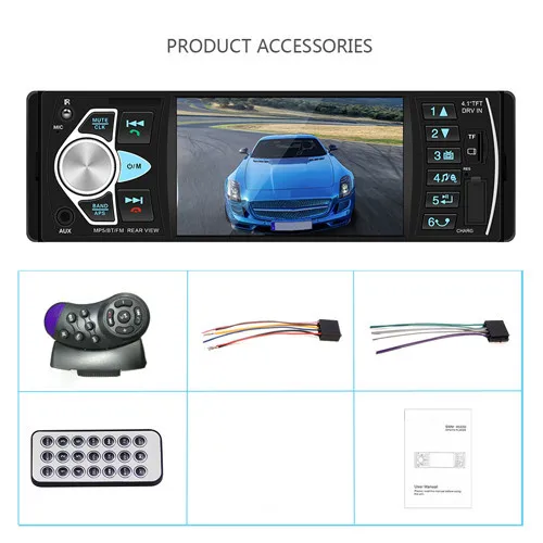 no camera Автомагнитола 4,1 дюймов 1 Din автомагнитола аудио стерео AUX FM радио станция Bluetooth Авторадио Поддержка камеры заднего вида дистанционное управление - Цвет: no camera