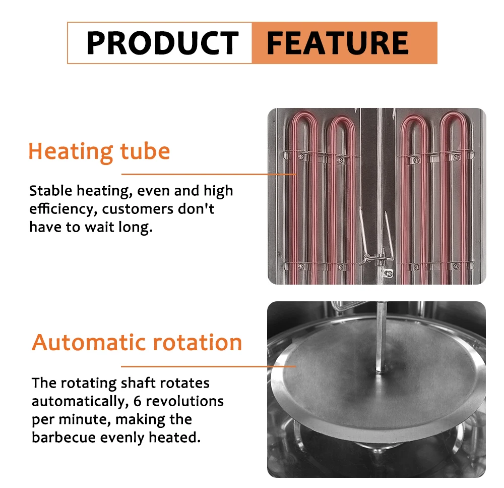 Description Picture 5 of itemITOP Electric Doner Kebab Grill Shawarma Machine Automatic Rotating BBQ Grill For Commercial Household Heating Pipe