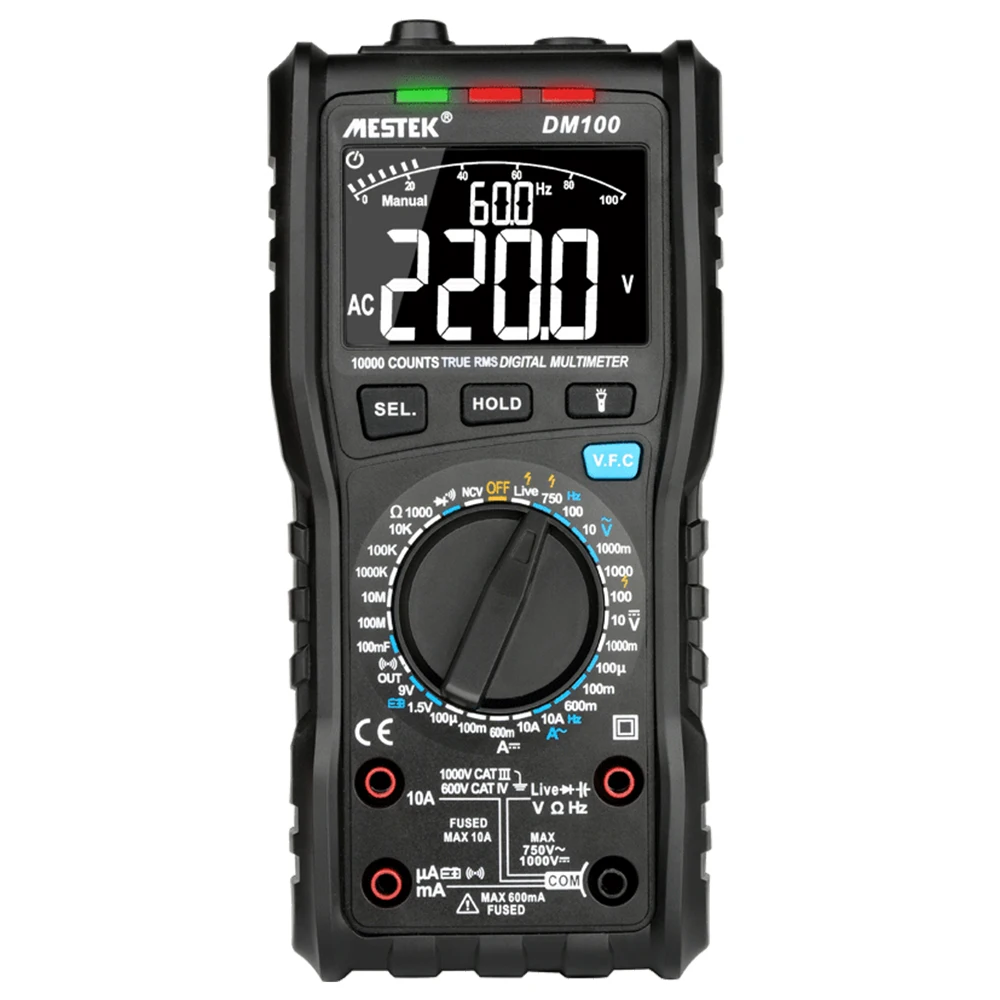 

DM100 Digital Multimeter NCV Multi Meter Voltmeter Ammeter ESR Meter Automatically Detects Ambient Temperature Humidity Values