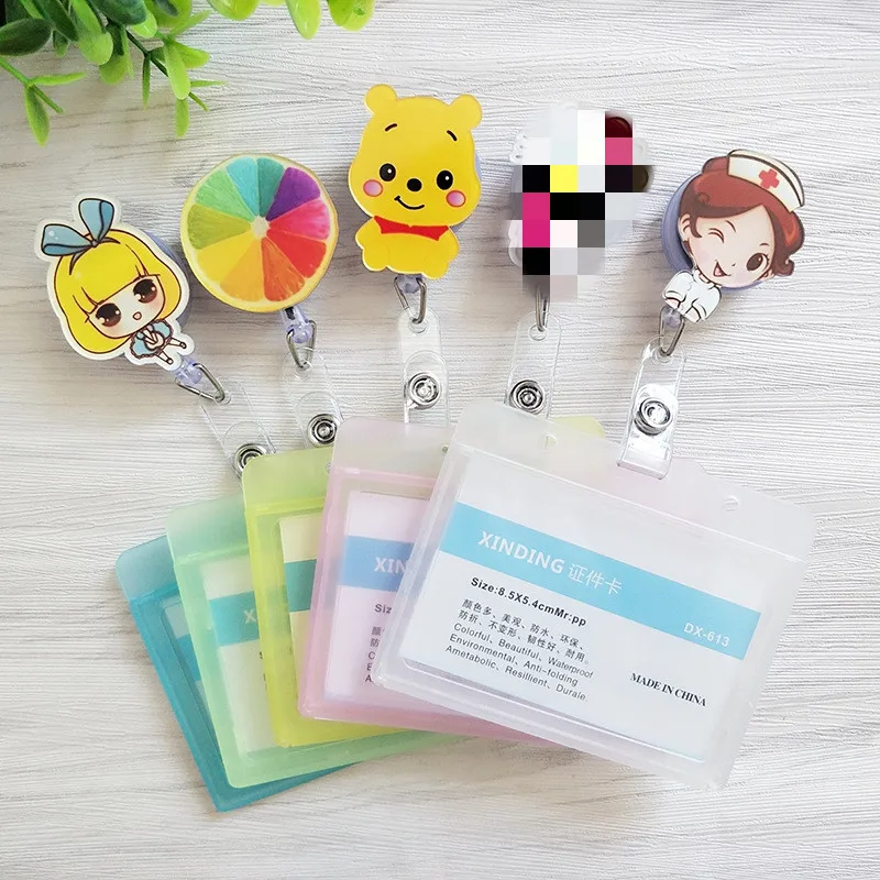 

1pcs Cute Retractable Badge Reel Student Nurse Exhibition ID Name Card Badge Holder Office Supplies