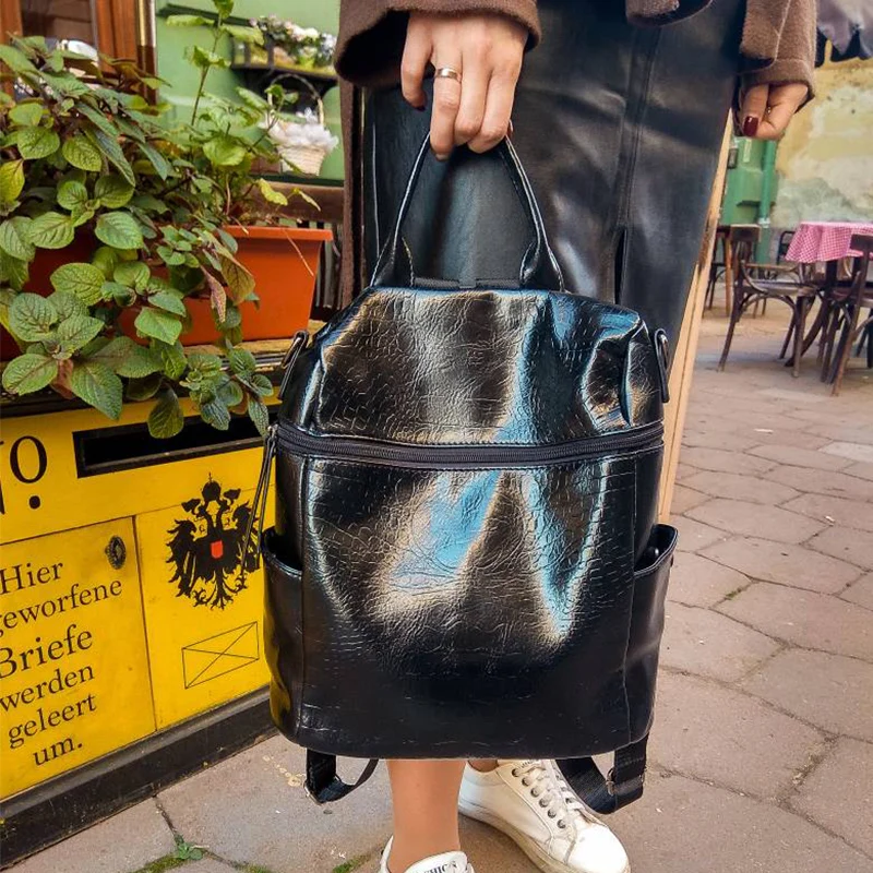 BRIGGS винтажный женский рюкзак, качественный рюкзак из искусственной кожи, повседневный Одноцветный школьный рюкзак для девочки подростка, дорожная сумка через плечо