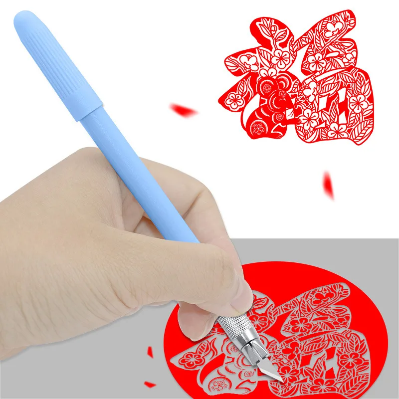 Plastic Handle Scalpel 12 Blades Knife Wood Paper Cutter Craft Pen Knives Engraving Knife DIY Repair Hand Tools Carving Gift