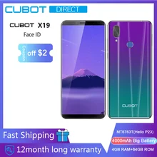 Cubot X19 смартфон Helio P23 Восьмиядерный 5,9" 2160*1080 FHD+ дисплей 4000 мАч 4 Гб+ 64 Гб Face ID type-C сумеречный градиент цвета Телефон