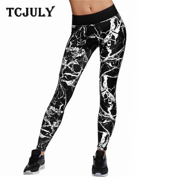 

TCJULY New Marble Patterns Printed Women Fitness Leggings High Waist Push Up Workout Pants Breathable Quick Dry Stretchy Leggins
