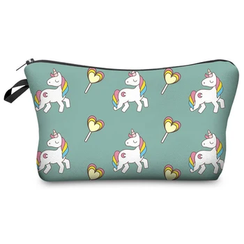 

1Pcs Cartoon Makeup Bag New Fashion Fashion Makeup Case 3D Printed Unicorn Cosmetic Bag 2 Colors Cute Cosmetic Holder