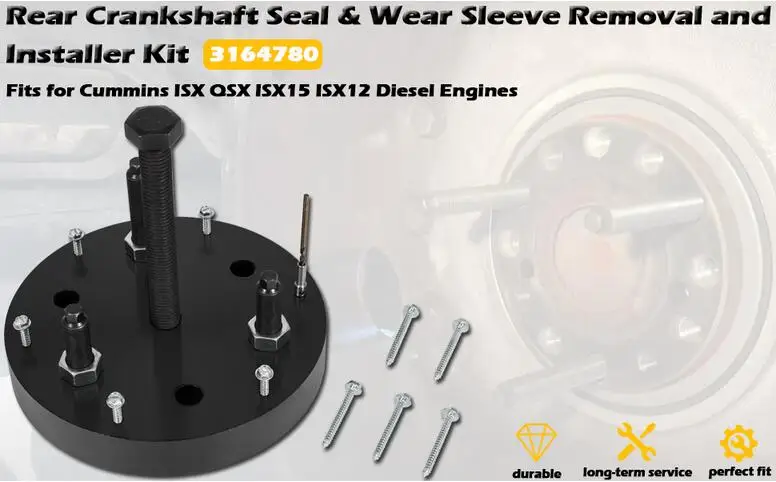 ISX Crankshaft Remover Tool 3164780 Cummins ISX Crankshaft Rear Main Seal Tool Kit - 3164780 Installer & Remover For ISX15 ISX12 QSX Rear Main Seal Installer