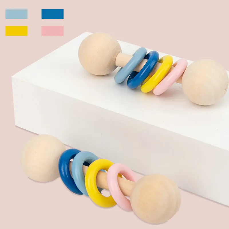 

Baby Rattles Wooden Newborn Toys Educational Musical Instrument Bell Noise Maker Rattle Early Development Toddler 6-24 Months