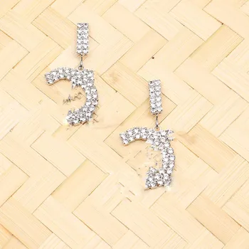 

David zhang letter c earrings full of dazzling zircon c earring the cc style big name