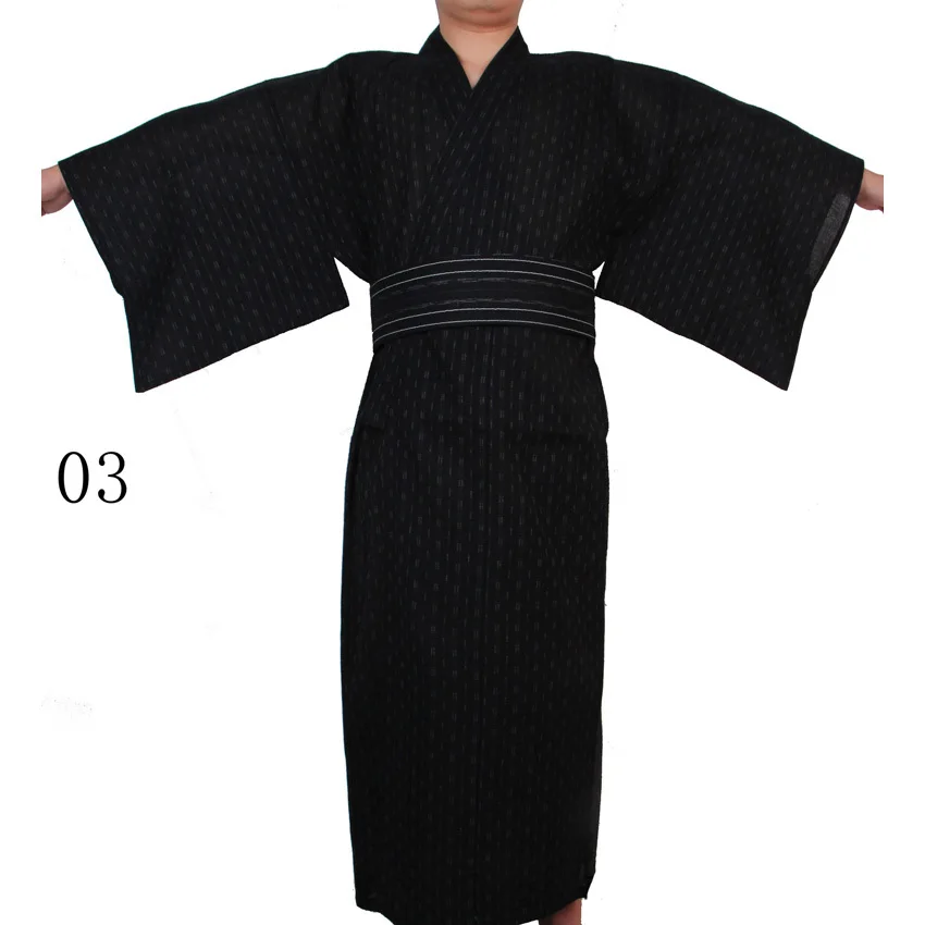 Мужские японские традиционные костюмы Самурайское кимоно человек хлопок тонкий свободный стиль Yukata Jinbei Haori Роскошные Ретро косплей одежда - Цвет: Color3 no belt