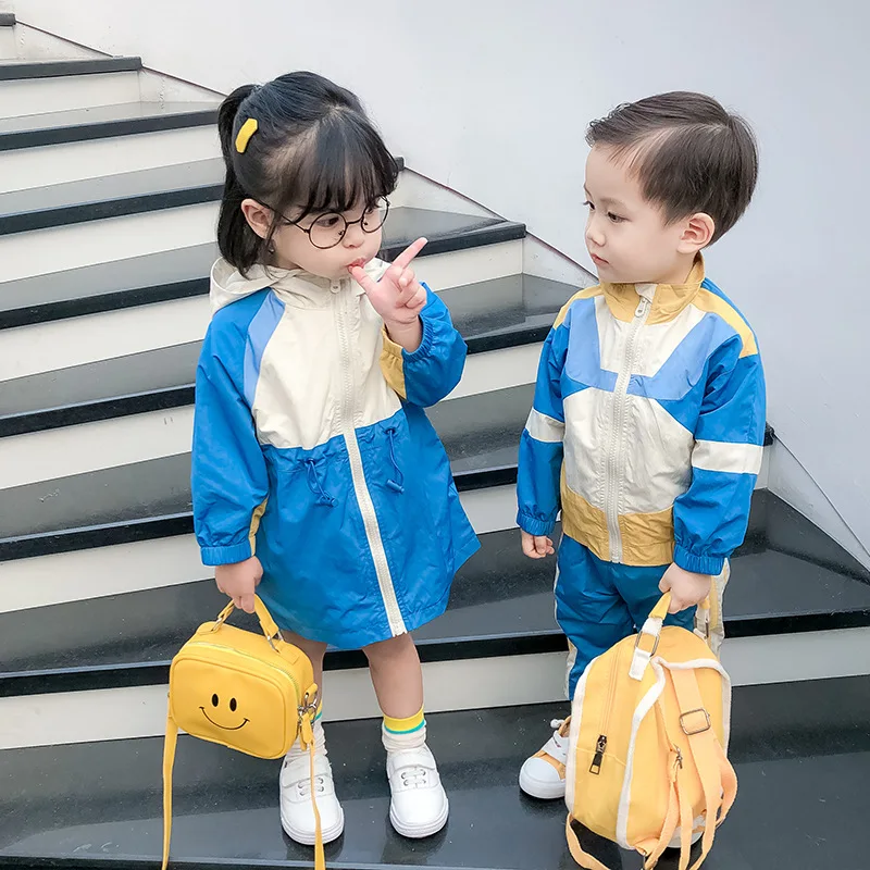 

Children's Sports Jacket Suits Clothing Spring New Products Sister Brothers Splicing Jacket Boy and Girl Jacket Sunscreen Cloth