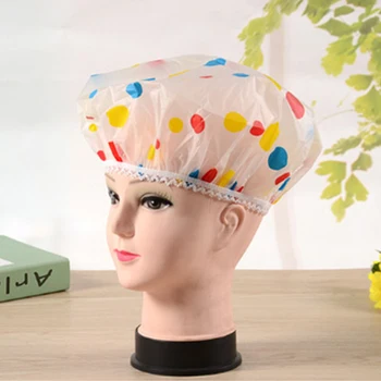 

wholesale 100PC Color Lace Style Color Random Waterproof Shower Cap Thick Elastic Shower Cap Ladies Shower Cap Bathroom Products