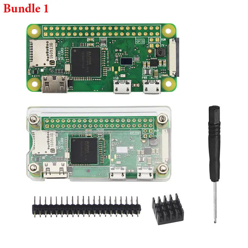 Raspberry Pi Zero W 1 ГГц 512 М DIY комплект питания 5MP камера Чехол 16G карта 1 ГГц одноядерный процессор CSI разъем для камеры DIY комплект Портативный комплект Mini HDMI и USB мобильный порт 40 игл - Цвет: Bundle 1