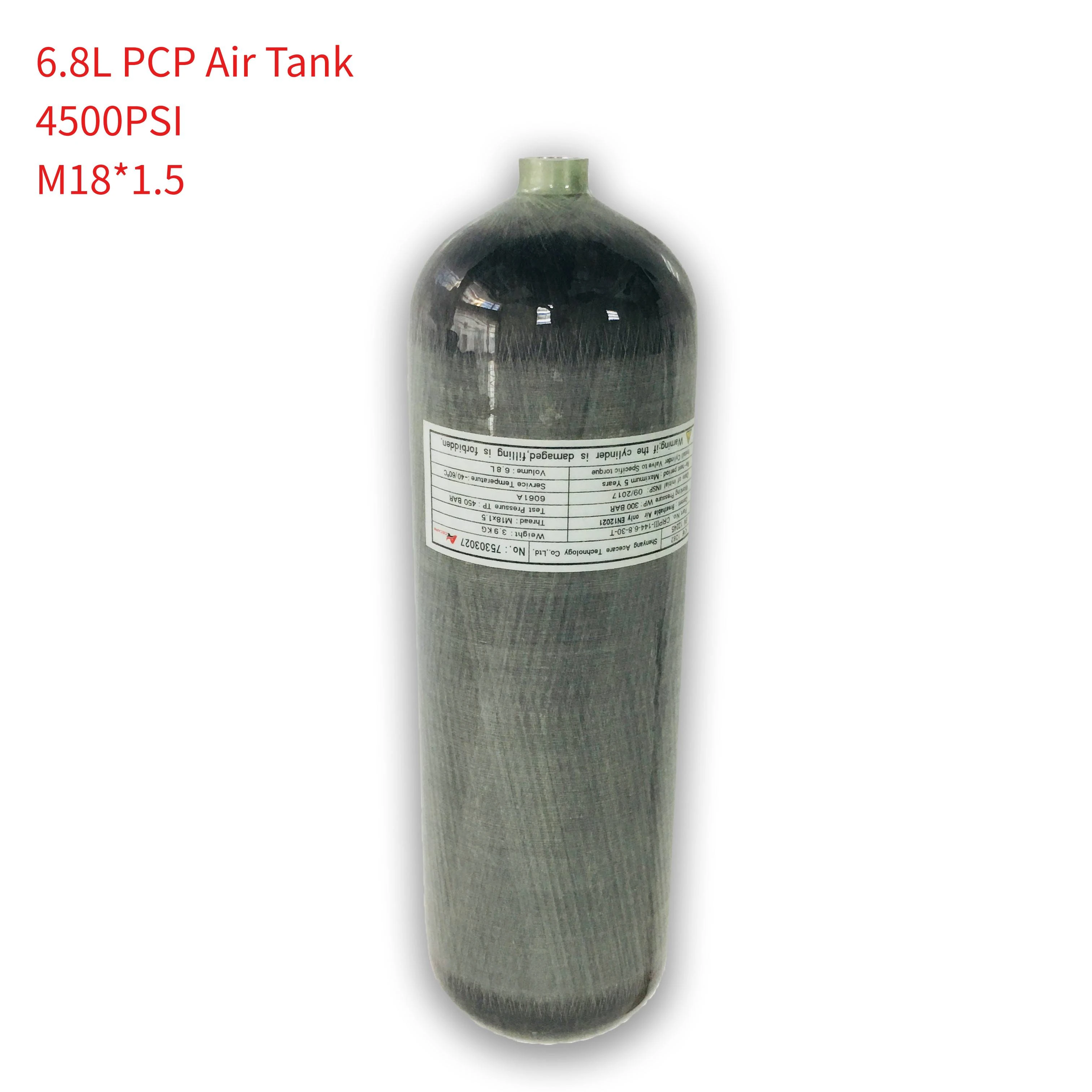 AC168 300Bar Pcp Air Tank 6.8L Rifle Pressure Carbon Fiber Cylinder CE Softgun Mini Bottle Dive M18*1.5 For Airforce Condor fire alarm detector