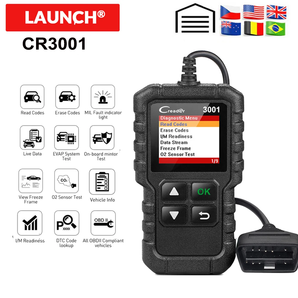 Диагностический инструмент LAUNCH X431 CR3001 OBD 2, многоязычный считыватель кодов ODB2 3001 PK ELM327 V1.5 OM123|Считыватели кодов и сканеры| | АлиЭкспресс