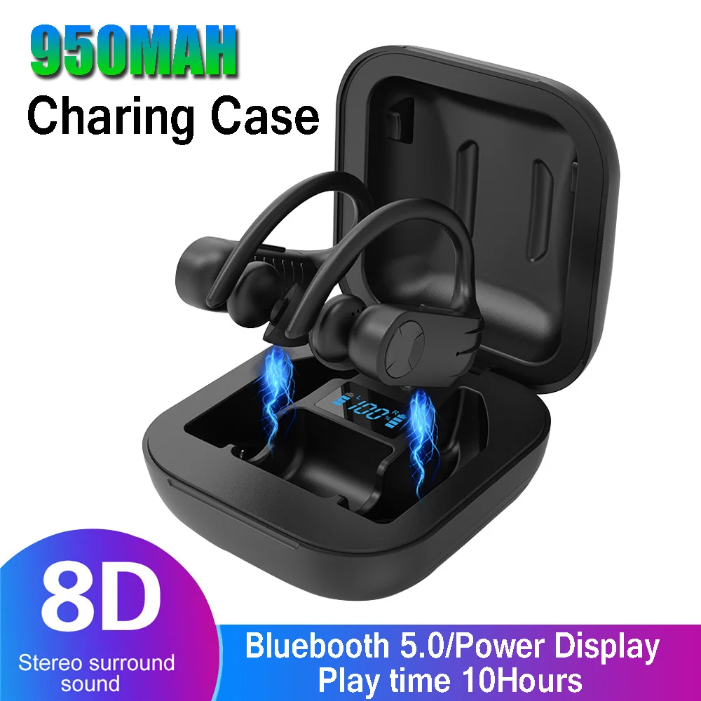 B1 TWS Bluetooth 5 0 спортивные наушники беспроводные с Ушными крючками 8D стерео
