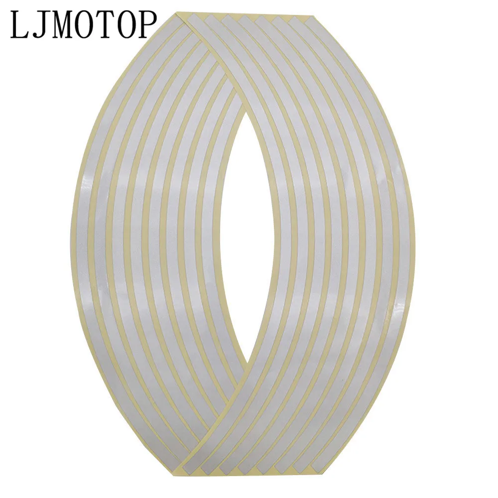 Серебристый Наклейка на колеса, светоотражающая лента в полоску, наклейка на велосипед, мотоцикл, наклейка s для Yamaha YZF R1 YZF R120 FZR 600 YZF R3 R25 R6 600R FZ600 - Цвет: Серебристый