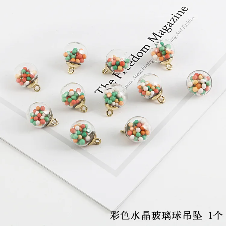 colorful ball 10 шт./лот) блестки на Рождество Звезда стеклянный шар Подвески для изготовления ювелирных изделий серьги ожерелье подвеска - Окраска металла: colorful ball