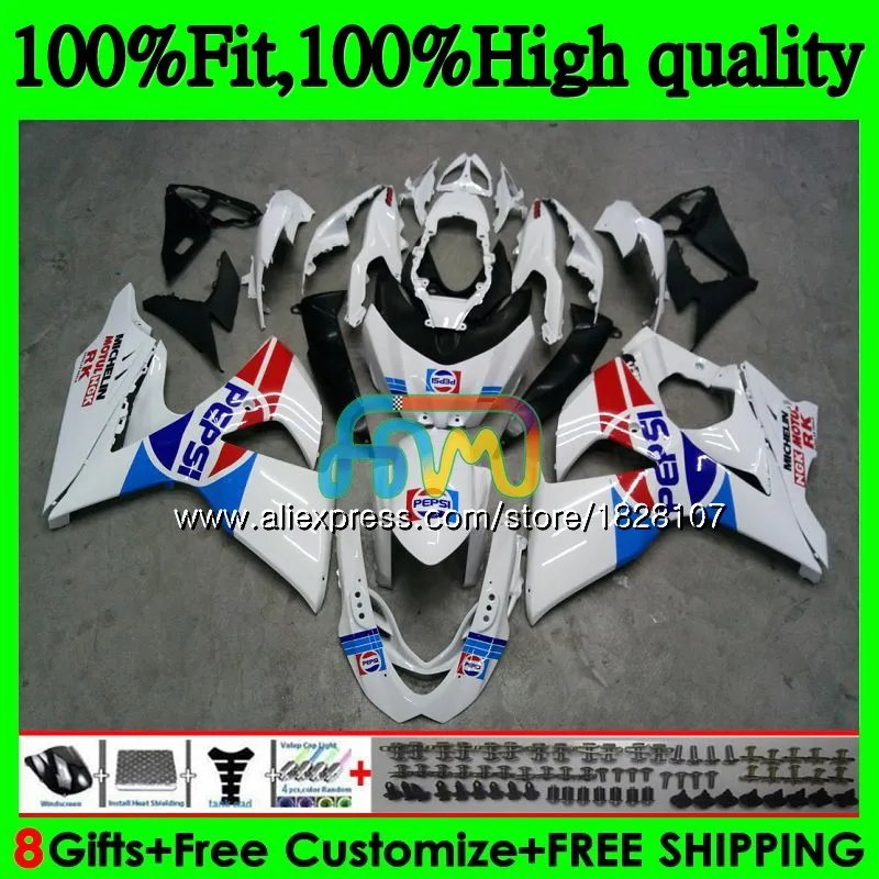 K9 для SUZUKI GSXR-1000 GSXR 1000 09, 10, 11, 12, 13, 15 и 16 44BS. 125 синий белый GSXR1000 2009 2010 2011 2012 обтекатель - Цвет: No. 1