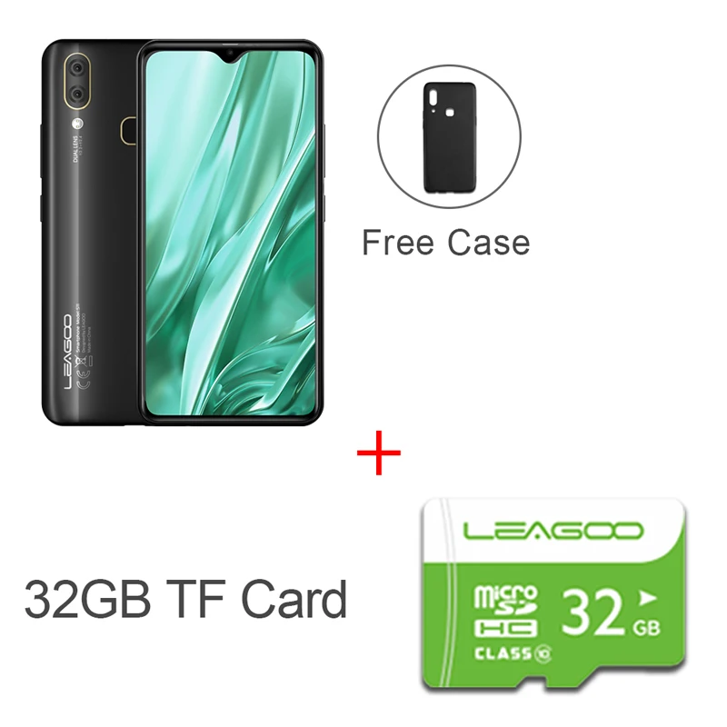 LEAGOO S11 Android 9,0 4G смартфон 6," дисплей капли воды 4 Гб 64 Гб 3300 мАч Helio P22 13MP двойная камера отпечатков пальцев Смартфон - Цвет: S11BLACK N 32GB CARD