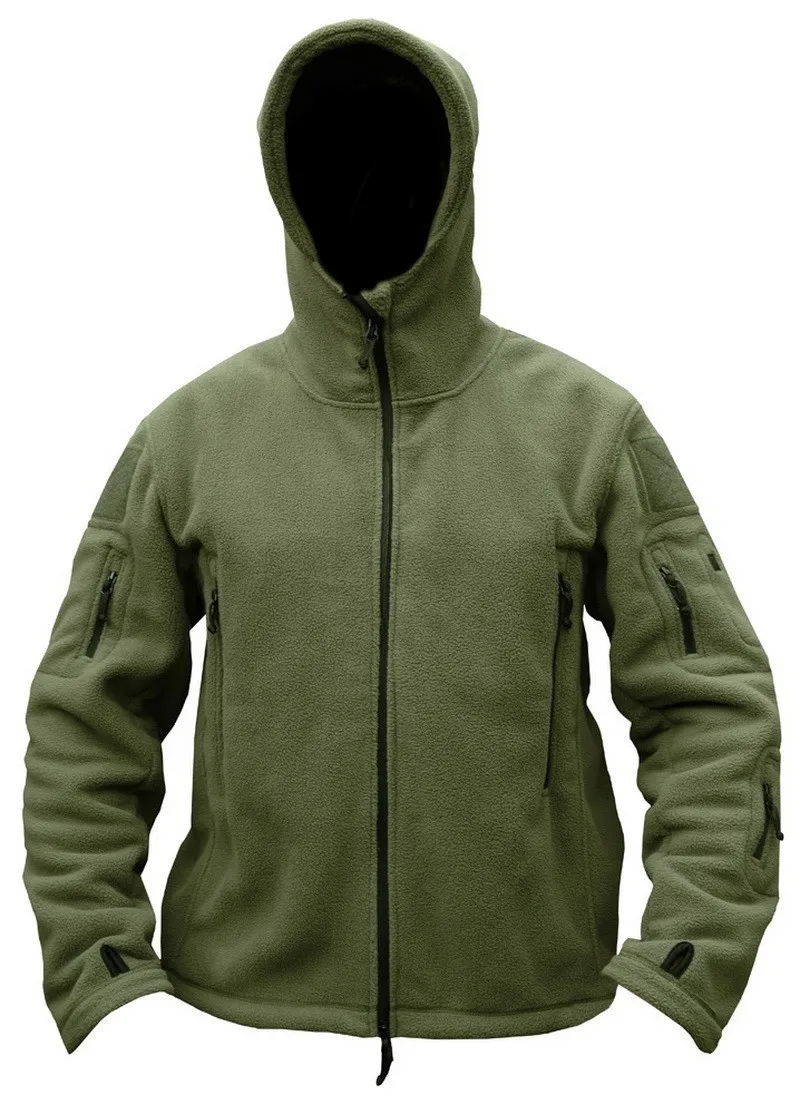 Армейское зеленое тактическое флисовое пальто треккинг Туризм ветрозащитная верхняя одежда с капюшоном США Военная Зимняя Теплая Охотничья Куртка