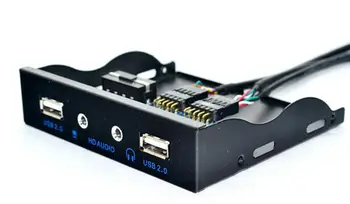 

50pcs 3.5'' 2-USB 2.0 Port HUB HD Audio Output Floppy Drive Expansion Front Panel Digital Mobile Rack Expanding for Your PC