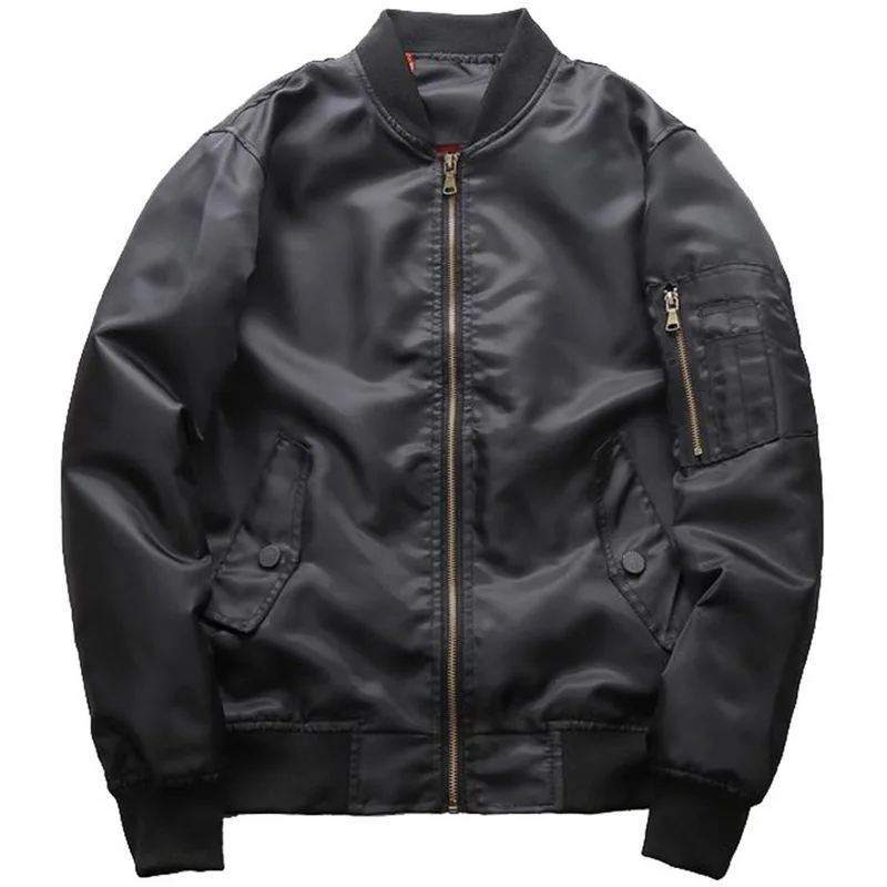 Plus Size Military Style Male Bomber Jacket Flight Pilot Jackets Fashion Zipper Pockert Coat College Outerwear Men Spring Autumn