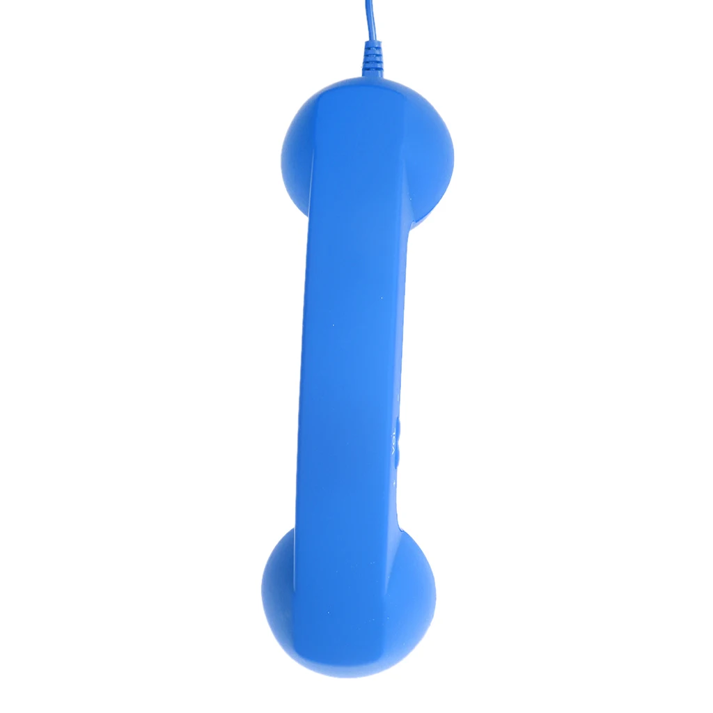 Retro Classic Comfort Telephone Handset 3.5mm Mini Microphone Speaker Phone Call Receiver Blue