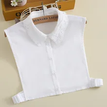 Женские открытые кружевные цветы съемный Половина Съемный воротник рубашки Винтаж шифон Поддельный Воротник Кардиган на пуговицах Блузка Топы