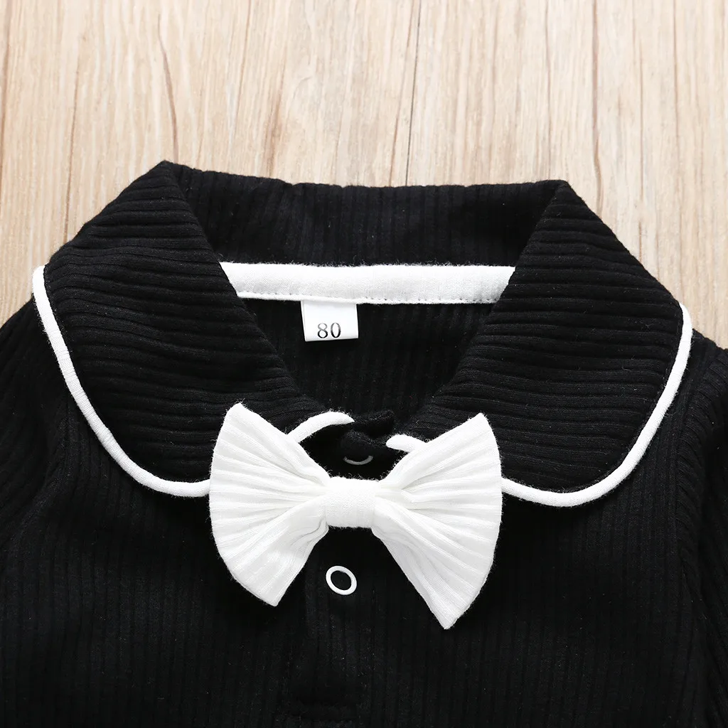 Боди с бантом для маленьких мальчиков и девочек, длинный рукав, однотонный, для новорожденных, Детский комбинезон для младенцев, Детские боди, Одежда для новорожденных,# LR2