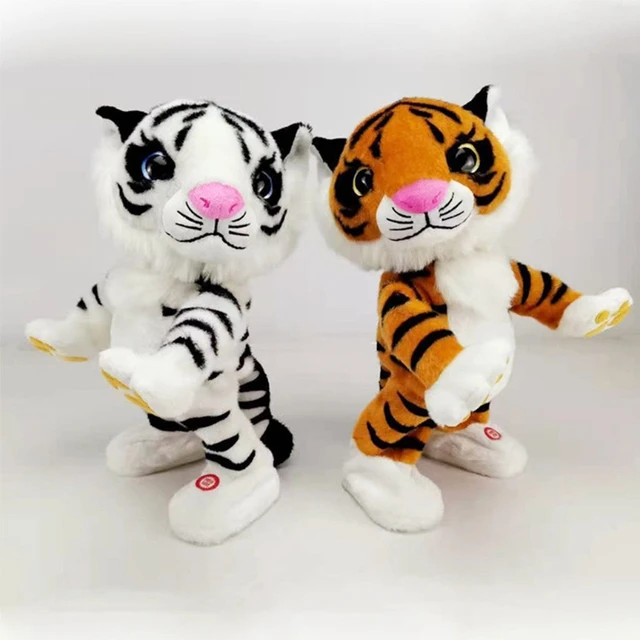 Dancing Electric Cute Tiger Mascot Animals Stuffed Plush Toys For Baby Girls Boys Birthday Festival Gifts Brown/White 4
