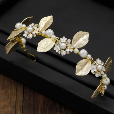 

Golden Tree Leaves U-shaped Hairpin Hair Clips Handmade Pearl Rhinestones Bride Wedding Hair Accessories Headwear Hairpins