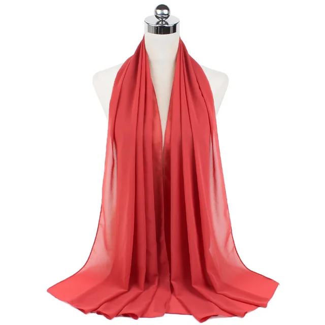 High Quality Good Stitching Stitch Plain Premium Heavy Chiffon Hijab Scarf Malaysian Women's Scarves Hijabs Long Shawl Shawls 55