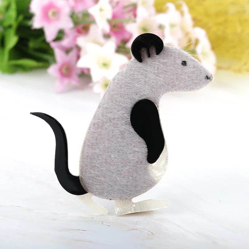 Blucome тонкие акриловые заколки с животными Мышь корсаж легированное