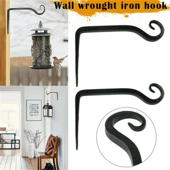 

Black Iron Wall Light Hook Bracket Wind Chimes Garden Decoration Hanging Basket Planter Lantern Hanger