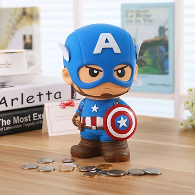 11X10X20CM Мультфильм Marvel супергерой Капитан Америка Косплей Реквизит каваи монета копилка для детей смолы экономии горшок украшения подарки - Цвет: 11X10X20CM