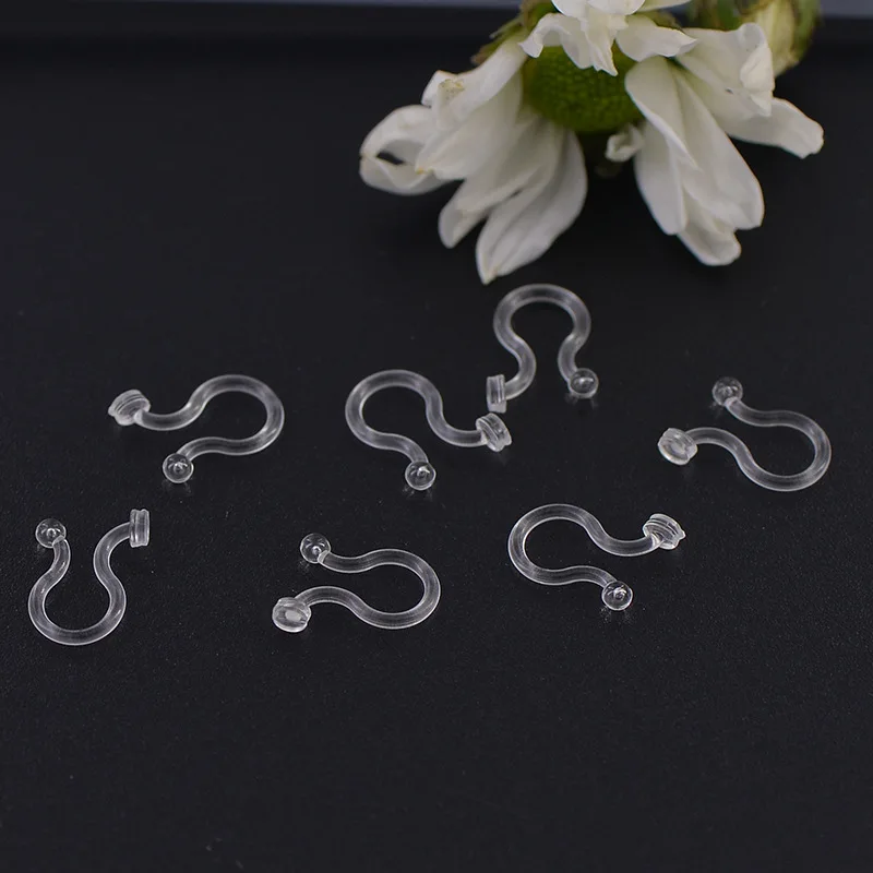 От производителя; Pierceless Clip-on Япония экспорта, не вызывает аллергию, каучуковые серьги-клипсы на u-образной формы прозрачный уха украшения для ногтей