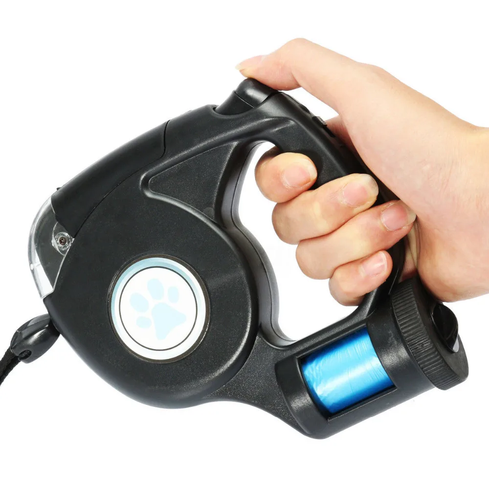 Pet Supplies Dog Collar Leash Automatic Retractable Leash 4.5M LED Flashlight Pet Dog Leash Lead with Garbage Bag
