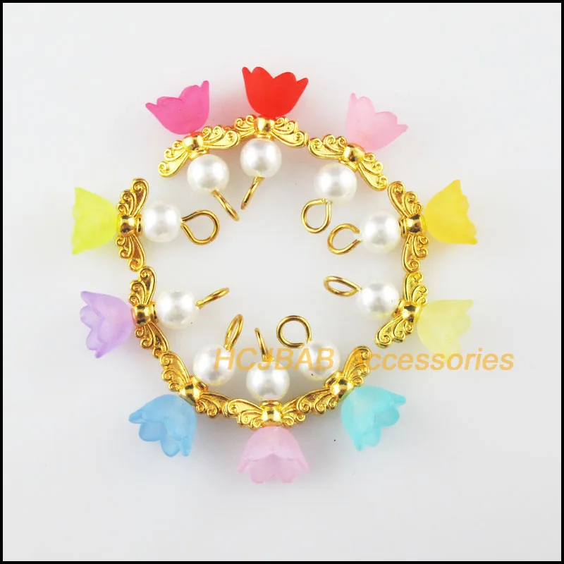 

New 20Pcs Gold Color Wings Mixed Dancing Angel Charms Pendants 14x19mm