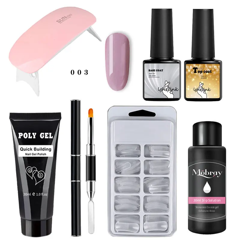 

Poly Gel Set For Manicure 100pcs Nail Tips Dual Forms Base Coat Top Coat Quick Building Extension Nail Gel Camouflage Brush
