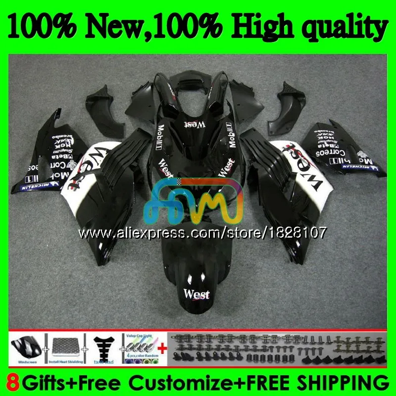 Инъекции для KAWASAKI ZZR1400 ZX 14R ZX-14R 24BS. 24 ZX14R для детей возрастом 12, 13, 14, 15, 16, 17, 2012 2013 Черный Запад обтекатель - Цвет: No. 1