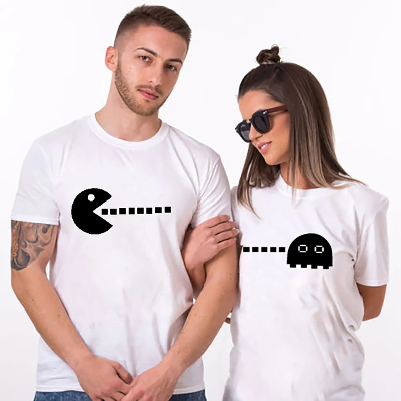 Camisetas estampa de casal, esposa e pacman, camisetas engraçadas com  estampa gráfica, presente de dia dos namorados e casamento|Camisetas| -  AliExpress