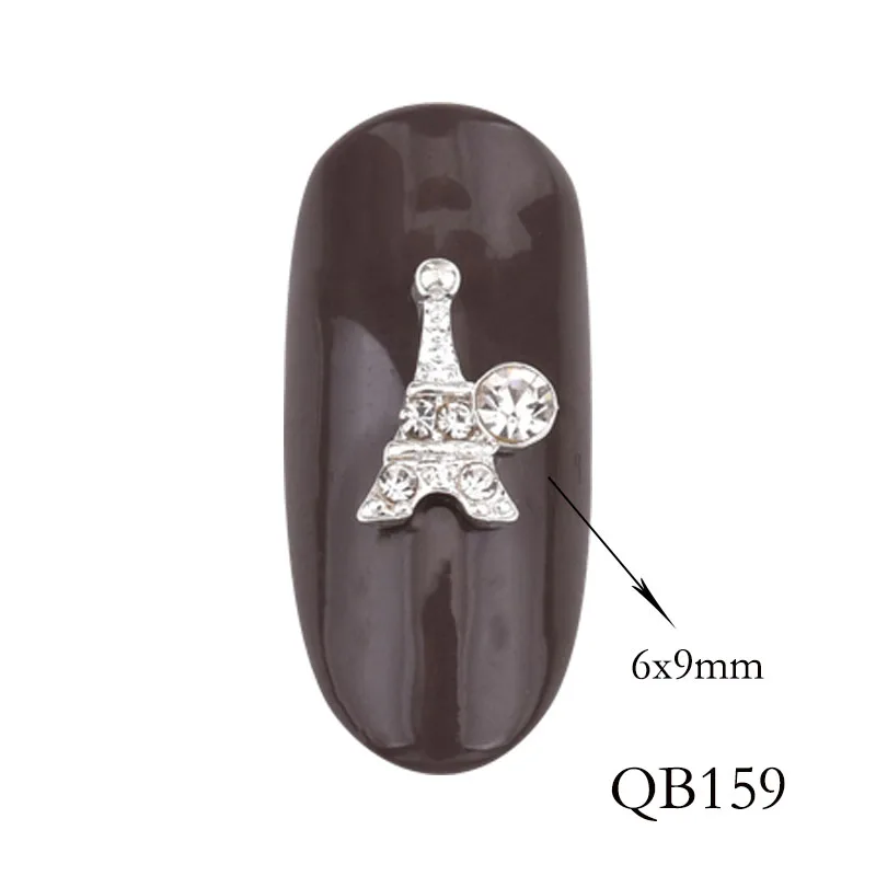 QB159 10 шт 3D башня Крест высокие каблуки Маникюр орнамент гламурный серебряный сплав блестящие стразы эффект ногтей Поставки QB159-163 - Цвет: QB159