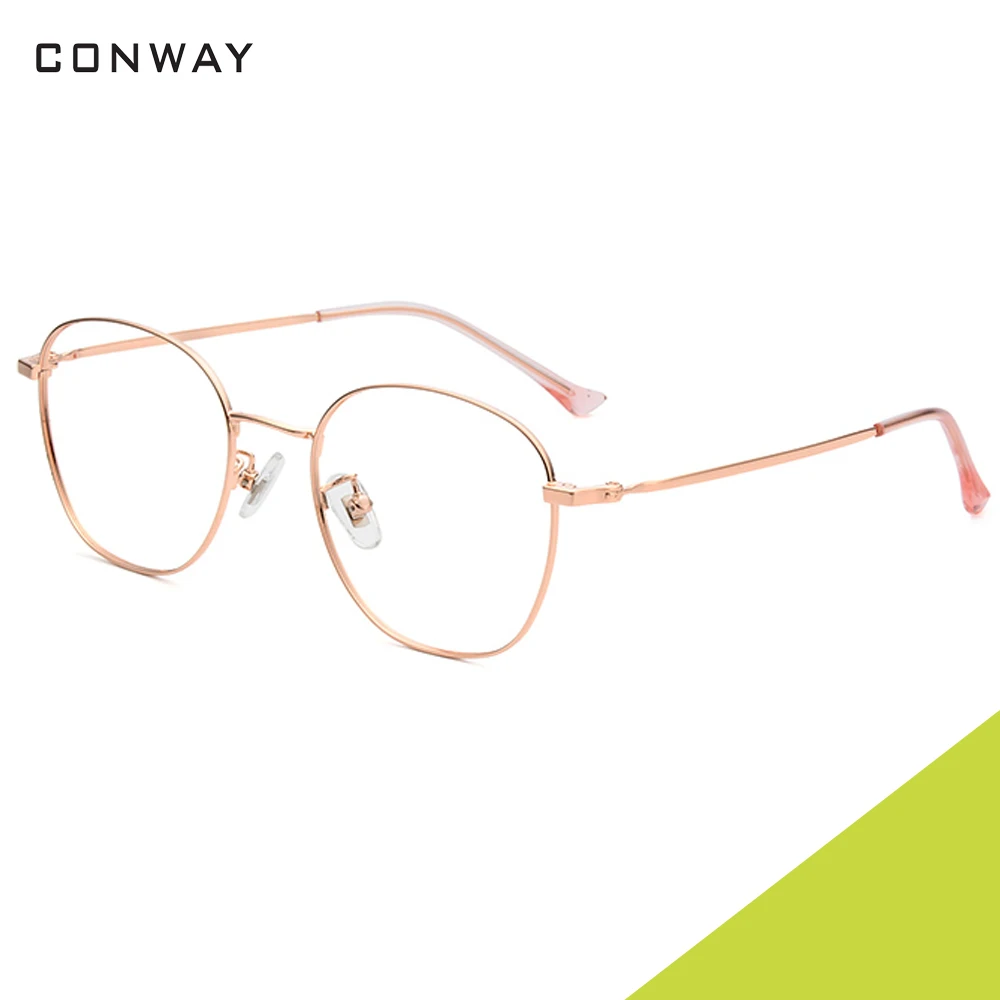 Rose Gold Conway, легкие очки, оправа, прозрачные линзы, Suqare, круглые оптические очки, чистый титан, модные очки, очки для мужчин и женщин - Цвет оправы: Rose Gold
