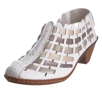 

Women Vintage Ankle Booties Low Heel Cut Out Closed Toe Cross Woven PU Short Boots Best Sale-WT