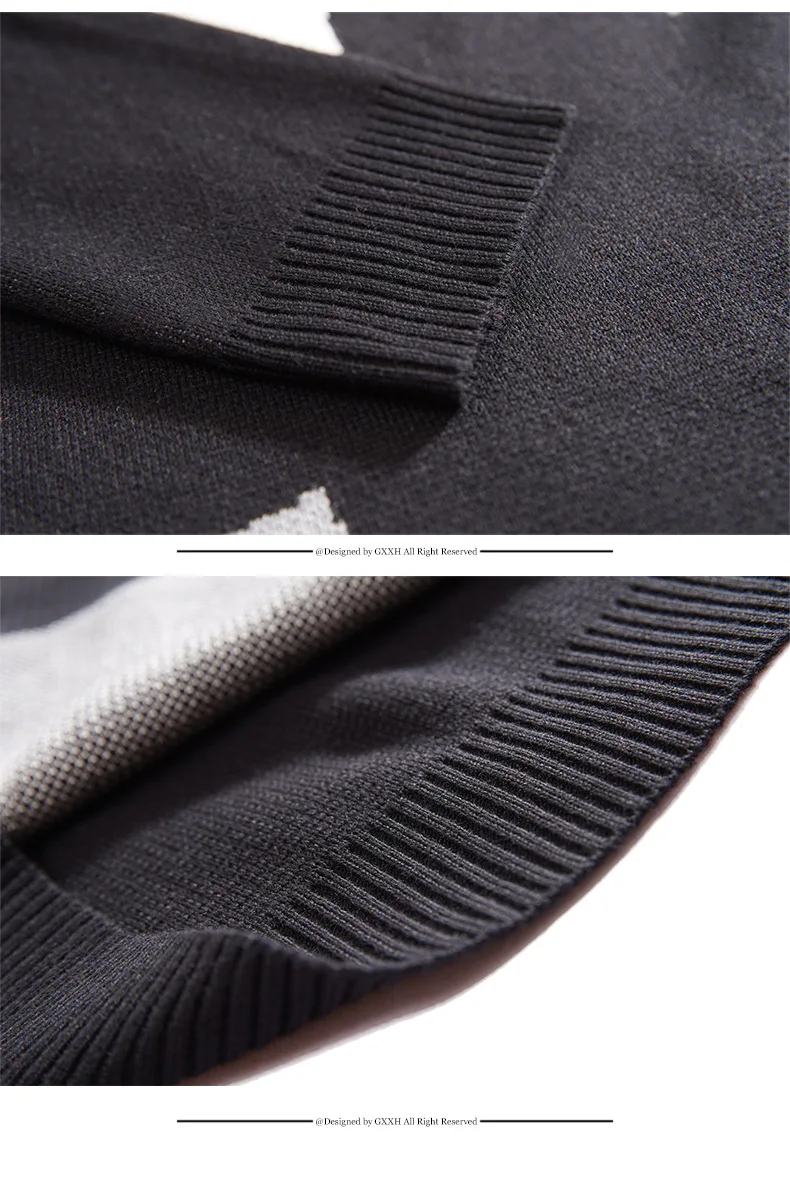 GXXH Large Men's Brand Autumn Dress Fat Guy Irregular Pattern Round Neck Loose Fit Personality Sweater Fashion Knitted Sweater