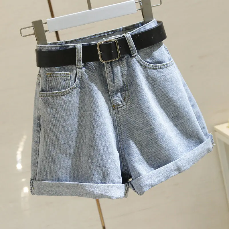 Shorts Women High Waist Denim Shorts For Women Spring And Summer Loose-Fitting Curl A- Line Ropa Mujer bermuda shorts Shorts