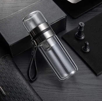 

Glass Water Bottle Insulated Brief Leak Proof Kettle Portable With Tea Infuser Business Protector Office Bottle Thermos Sport