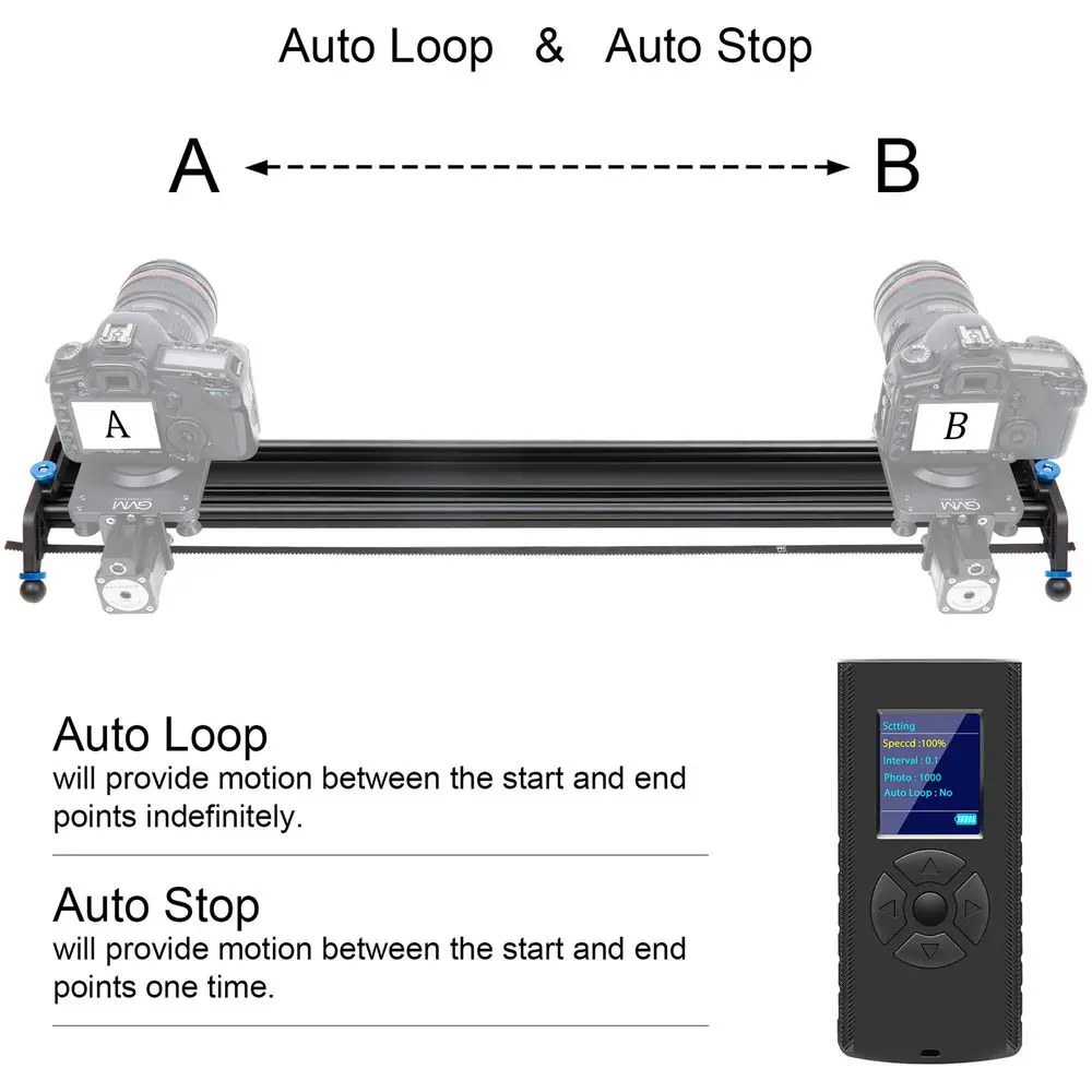 GVM GT-J80D Video Studio Motorized Camera Slider Rail 32inch 80cm for Camera Auto Loop Cycle Time-Lapse Shooting for DSLR