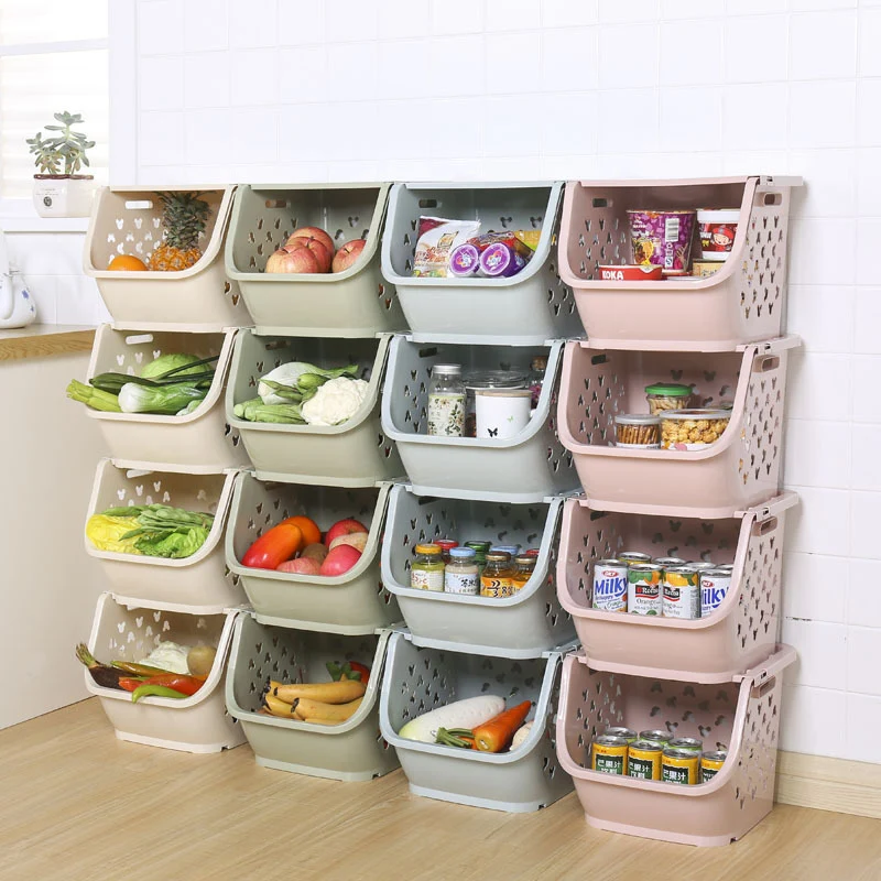 

Japanese Kitchen Fruit And Vegetable Storage Basket Can Be Stacked Multi-Function Storage Basket Plastic Pp Bathroom Corner Stor